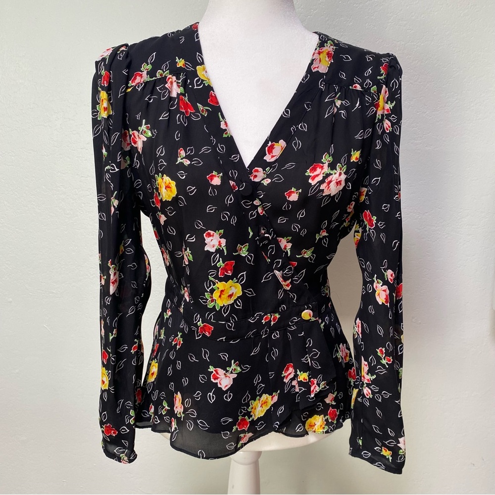 Veronica Beard Kiona Floral Button-Front Blouse 4